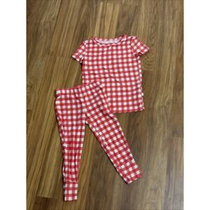 Posh Peanut Toddler Girls 2T Red/Pink Gingham Pajamas Shirt Pants VGC